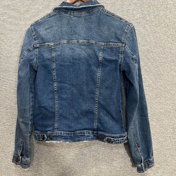 Esprit Jean Jacket Womens Size S Blue Button Up Distressed Long Sleeve Cotton - Picture 14 of 14